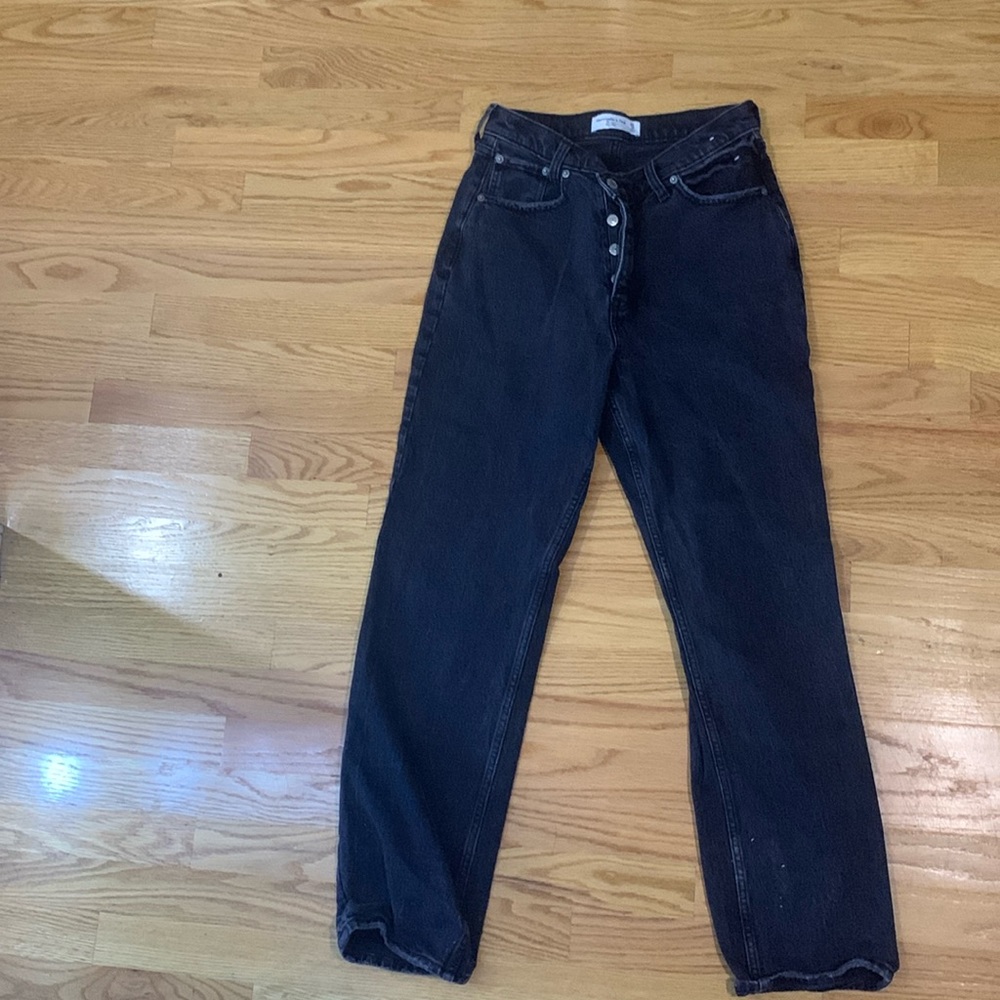 Abercrombie black high rise dad jean size 4 hardly worn